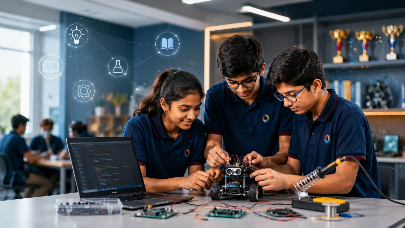 Robotics lab students